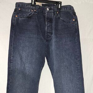 Levi's 501 Premium Button Fly Straight Leg Denim Jeans 31X34 Men's Dark Blue